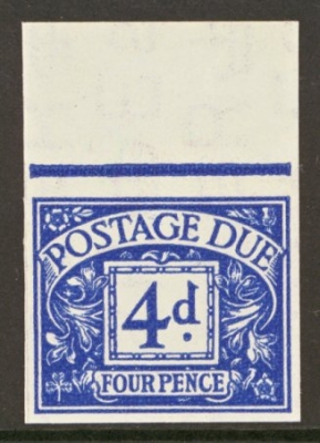 1954 4d Postage Due SG 43a variety Imperf. U/M