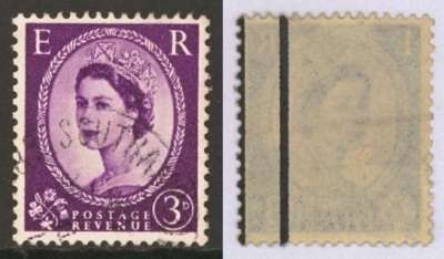 1958 3d Lilac variety two Graphite lines at left SG 592a. Superb Used