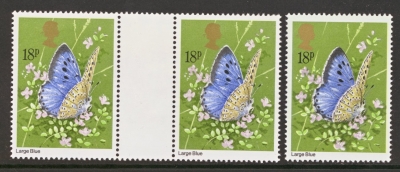 1981 18p Butterflies SG 1152 variety Gold (Queens Head) colour shift