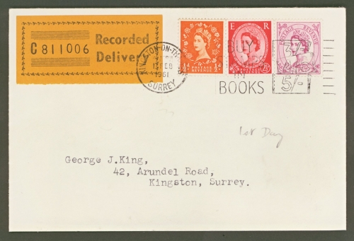 1961 Recorded Delivery First Day Cover
