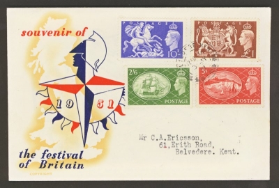 1951 Festival High Values set on Illustrated FDC. Superb & Rare as such