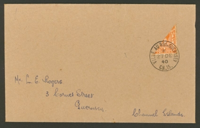 Guernsey 1924 2d KG V Bisect on first day cover