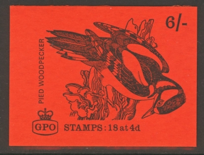 1968 6/- Woodpecker Booklet Cover Proof on orange red card