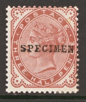 1880 1½d Venetian Red SG 167 overprinted Specimen. M/M