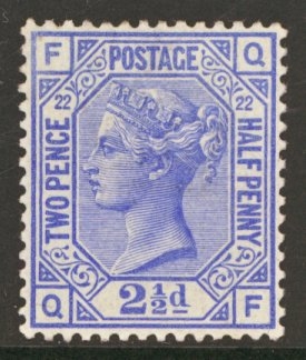 1880 2½d Blue SG 157 plate 22