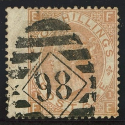 1867 2/- Brown SG 121 Lettered F.E.  A Fine Used example of this difficult stamp