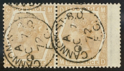1872 6d Pale Buff SG 123 Plate 11. VFU