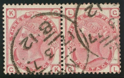 1873 3d Rose SG 143 Plate 18. A fine used pair