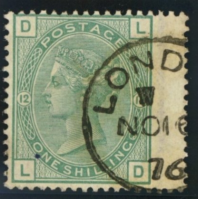 1873 1/- Green SG 150 Plate 12. VFU