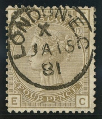 1873 4d Grey Brown SG 154. VFU