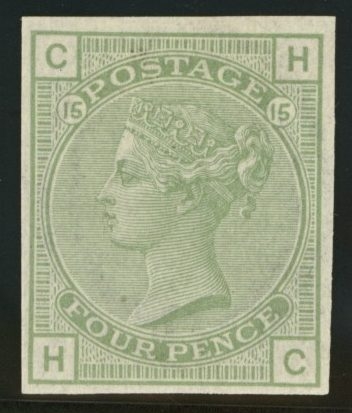 1876 4d Colour trial in Sage Grey. A superb lightly M/M example 