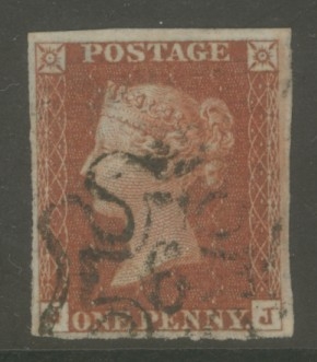 1841 1d Red cancelled by a 6 in Maltese cross  SG 8m J.J.
