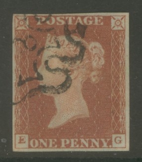 1841 1d Red cancelled by a 8 in Maltese Cross SG 8m  E. G.