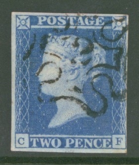 1841 2d Blue Cancelled by a 2 in Maltese Cross SG 14f   A Very Fine Used example neatly cancelled with 4 Clear to Large …
