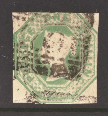 1847 1/- Green SG 55 A Good Used example cut square.
