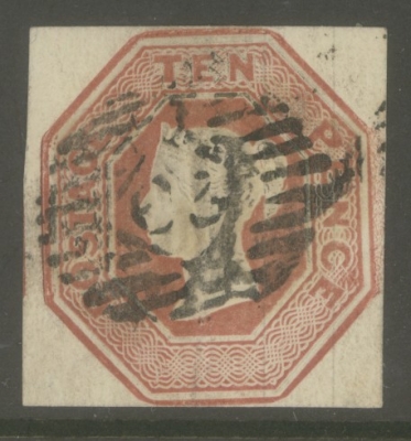1847 10d Brown SG 57 A Fine Used example with 4 Good Margins. A difficult stamp. Cat £1,500