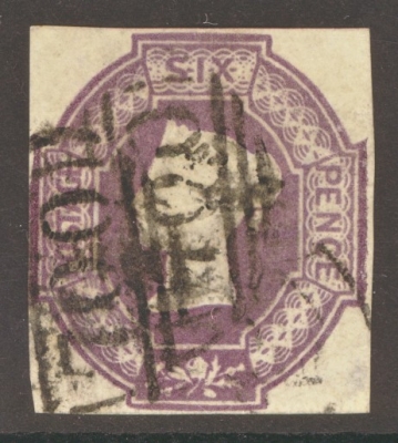 1847 6d Dull Lilac SG 59  A Fine Used example with 4 Good to Clear margins. Cat £1,000
