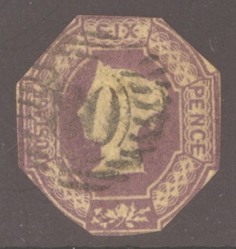 1847 6d Lilac SG 59 Cut to Shape