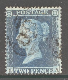 1854 2d Blue Pl 5 SG 20a Lettered L.A.  A Fine Used example