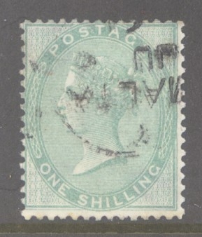 1855 1/- Pale Green SG 73  A Very Fine Used example cancelled by a CDS. Cat £350