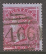 1855 4d Carmine on Blued paper SG 62 A Very Fine Used example with Superb Extra Deep colour. Cat £450+