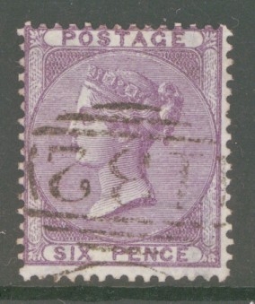 1855 6d Deep Lilac SG 69  A Superb Used example with Extra Deep Colour, neatly cancelled by a Brighton 132 Numeral