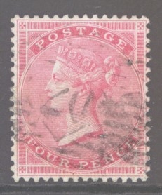 1855 4d Rose Carmine on Thick Glazed Paper SG 66b  A Fine Used Example. Cat £375