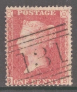 1856 1d Rose Red SG 36 Pl 44  B.B.  A Superb Used example. Cat £80+