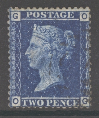 1858 2d Blue SG 45 Plate 12 Lettered O.G.  A Very Fine Used example