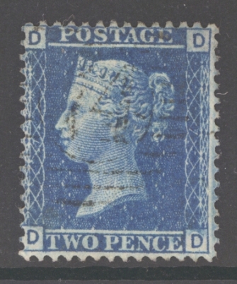 1858 2d Blue SG 45 Plate 7 Lettered D.D.  A Very Fine Used example