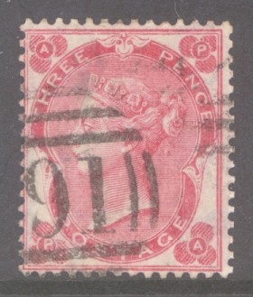 1862 3d Bright Carmine Rose SG 76 P.A  A Very Fine Used example. Cat £350