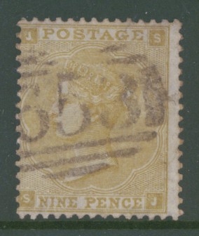 1862 9d Straw SG 87 S.J. A Fine Used example  Cat £475
