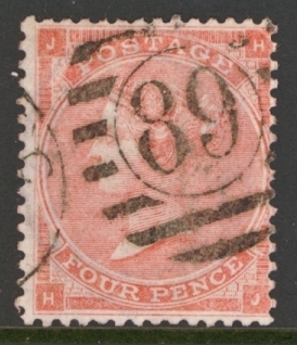 1862 4d Pale red SG 80 Fine Used cat £140