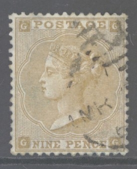 1862 9d Bistre SG 86 lettered G.G. A  Very Fine Used example with excellent colour