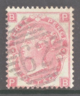 1865 3d Rose on Thick Paper P.B. SG 92b A Very Fine Used example
