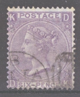 1865 6d Lilac Plate 5 SG 97  D.K. A  Fine Used example with part CDS