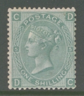 1867 1/- Green SG 117 plate 5. D.C  A Fresh Lightly M/M example. Cat £800