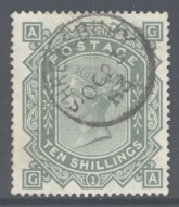 1867 10/- Greenish Grey SG 135 A Superb Used example with Beautiful Deep Colour