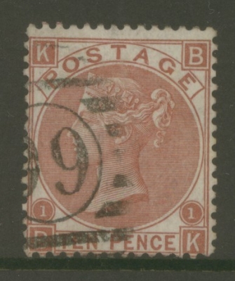 1867 10d Red Brown SG 112  Lettered B.K.  A  Very Fine Used example. Cat £400