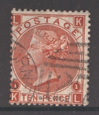 1867 10d Red Brown SG 112  Lettered KL. A Very Fine Used example