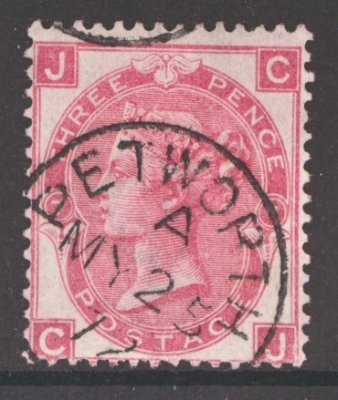 1867 3d Rose SG 103 Plate 7 Lettered C.J. A Very Fine Used example