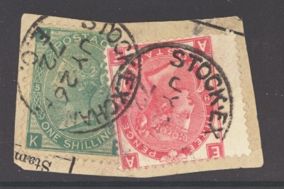 1867 1/- Green Plate 5  Stock Exchange Forgery Lettered