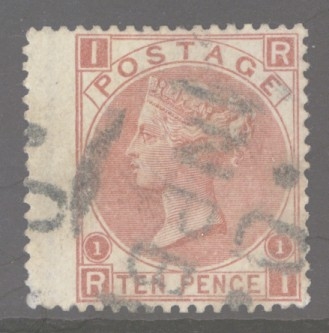 1867 10d Red Brown SG 112 Lettered R.I. A Good Used example.  Cat £400