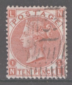 1867 10d Red Brown SG 112 N.L.  A Very Fine Used example
