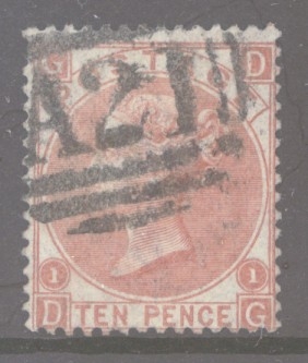 1867 10d Pale Red Brown SG 113  Lettered D.G. A Fine Used example.  Cat £400