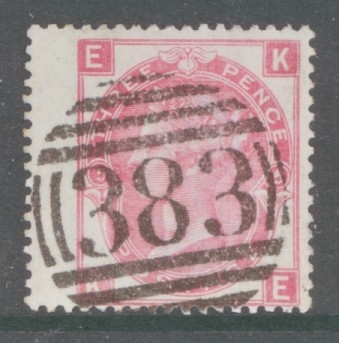 1867 3d Rose SG 103 Plate 5  Lettered K.E.  A Fine Used example. Cat £70