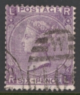 1867 6d Lilac SG 104 Plate 6 Fine Used cat £175
