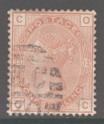1873 1/- Orange Brown SG 151 A Fine Used example of this difficult stamp. Cat £700
