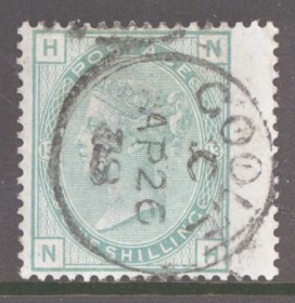 1873 1/- Green SG 150 Plate 13 A Very Fine Used example with Goole CDS