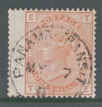 1873 1/- Orange Brown SG 151 T.E. A Very Fine used example cancelled by a Panama Transit CDS